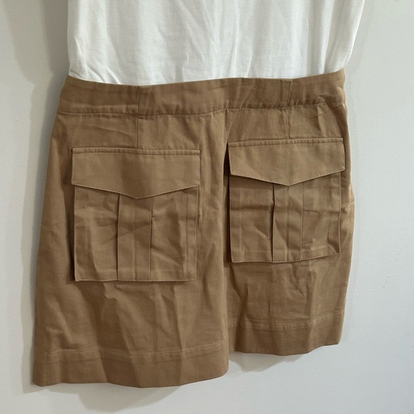 NWT Veronica Beard Women’s Medium Elowyn Mixed Media Dress Khaki White $398 MSRP - Picture 5 of 11